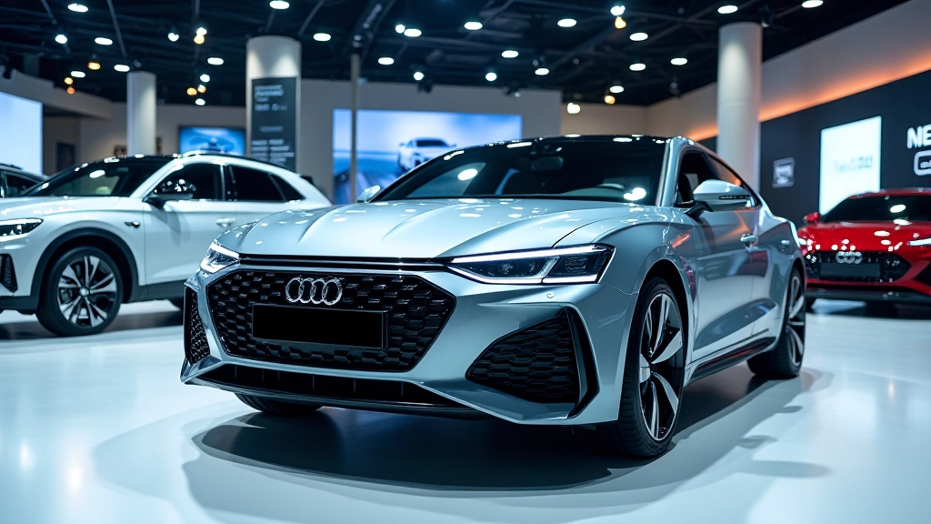 Jauni automobiļu modeļi uz izstādes platforma